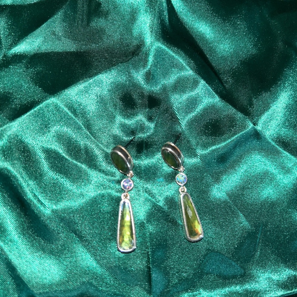 Beautiful Green and Silver Drop Earrings